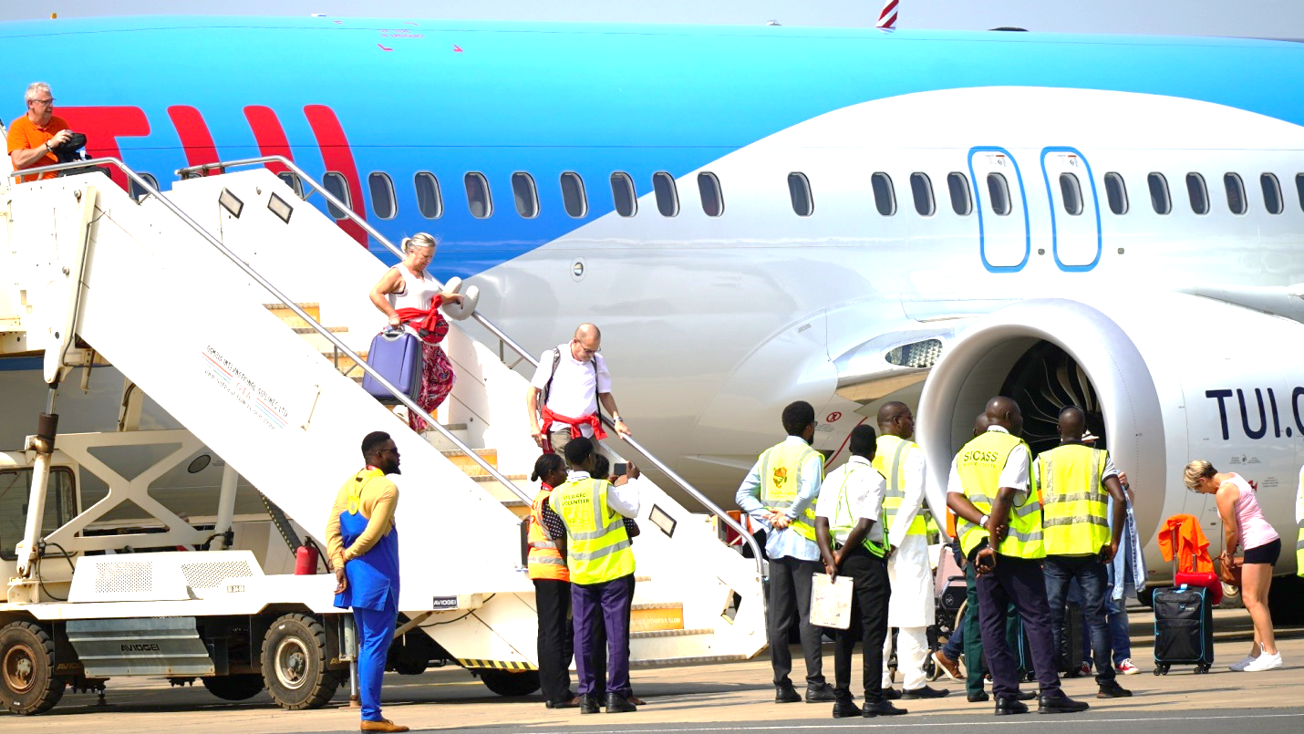 Belgian tourists arrive at destination Gambia via TUI Maiden flight for winter tourism season